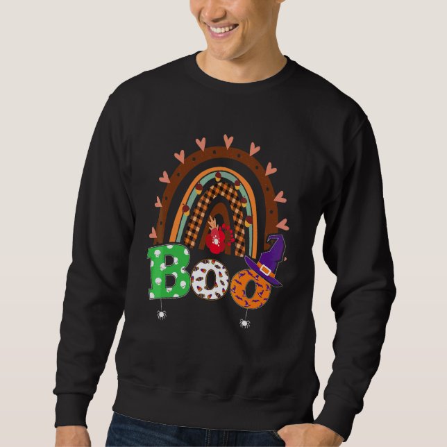Sudadera Boo Con Arañas Y Sombrero De Bruja Halloween Arcoí (Anverso)
