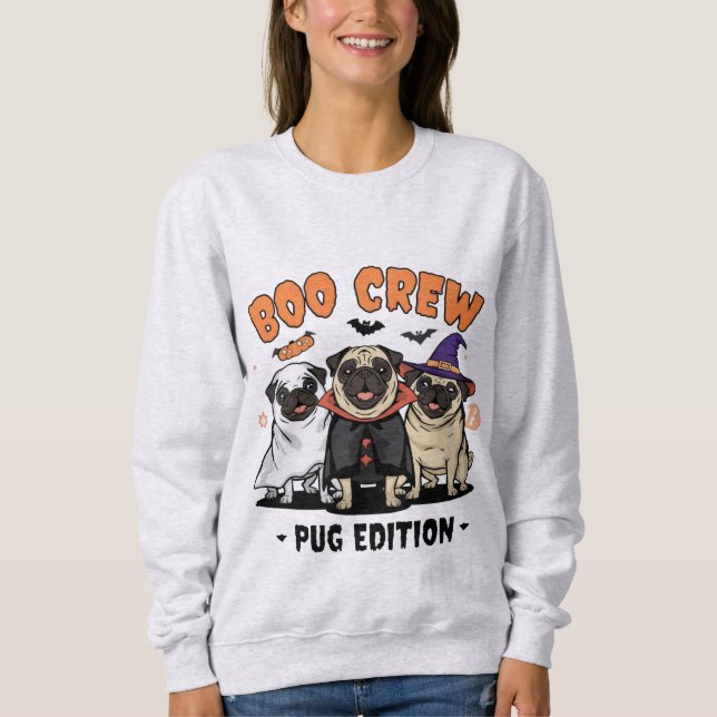 Sudadera Boo Crew – Edición Pug | Diseño de perro lindo de  (Anverso)