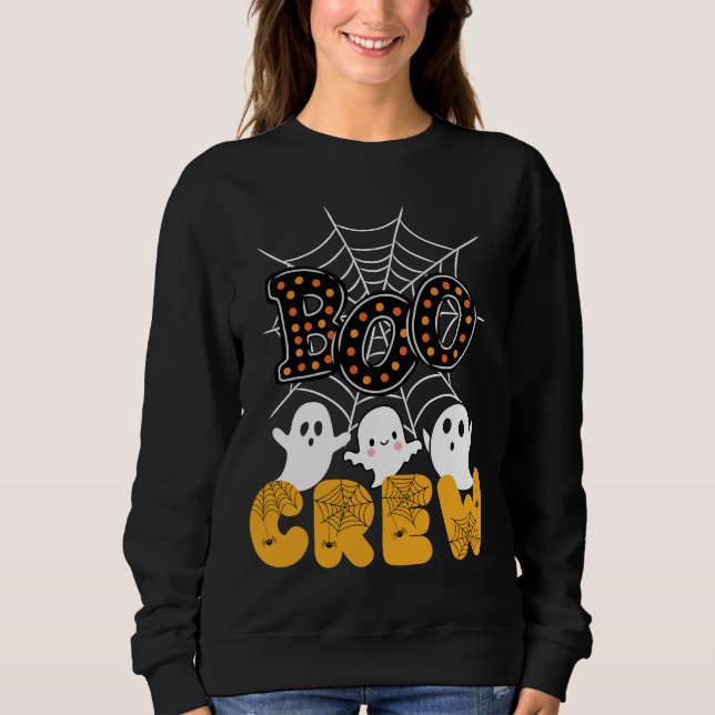 Sudadera Boo Crew Halloween Sweatshirt con fantasmas cortos (Anverso)
