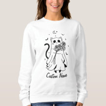 Boo de Halloween con gatito floral personalizado