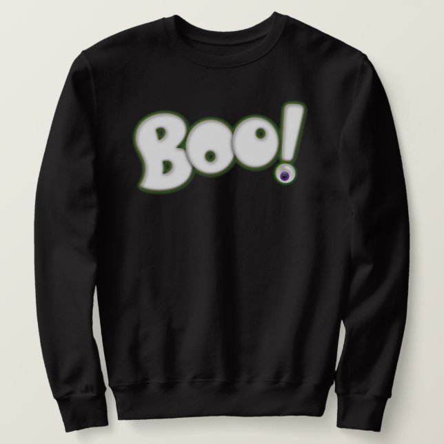 Sudadera BOO de Halloween personalizado Tipo fantasma blanc (Anverso del diseño)