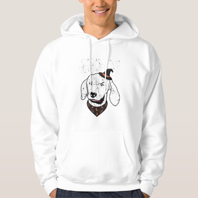 Sudadera Boo Halloween Perro Bruja Sombrero Murciélagos (Anverso)