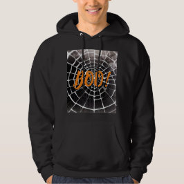 Sudadera ¡Boo! Halloween Spooky Spiderweb Pattern Monocrome