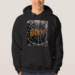 Sudadera ¡Boo! Halloween Spooky Spiderweb Pattern Monocrome