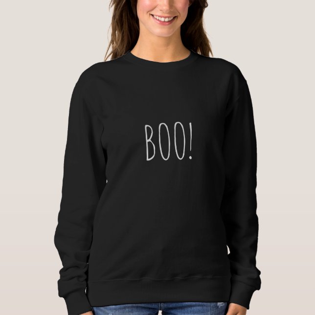Sudadera Boo negro simple tipografía graciosa linda Hallowe (Anverso)