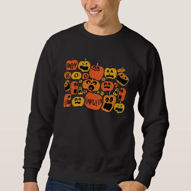 Sudadera Boo Pumpkins Fall Vibes  Jack O Lantern Halloween (Anverso)