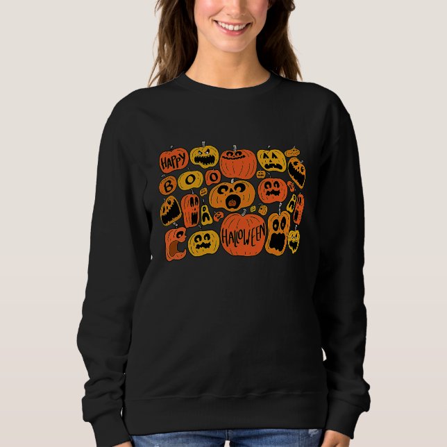 Sudadera Boo Pumpkins Fall Vibes  Jack O Lantern Halloween (Anverso)