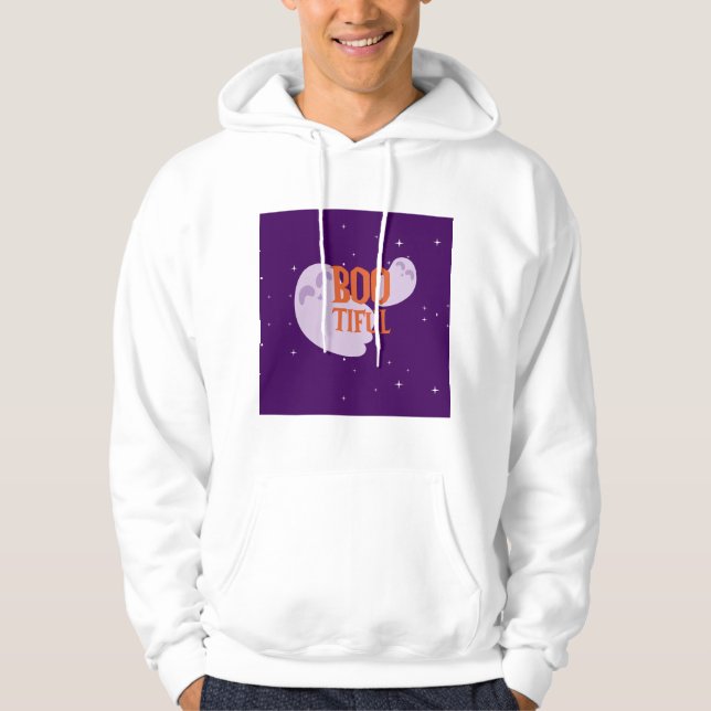 Sudadera Boo púrpura de Halloween dulce fantasma (Anverso)
