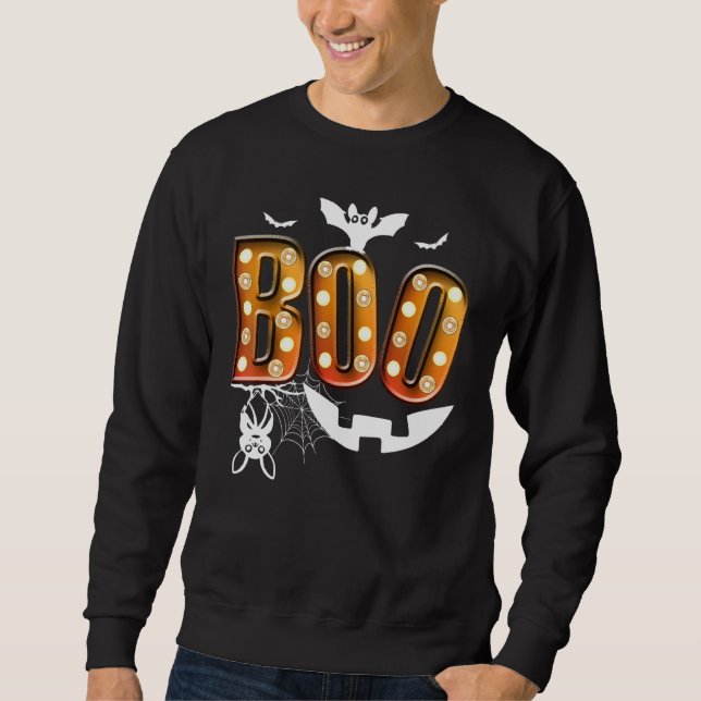 Sudadera Boo With Spiders And Bat Halloween Costume (Anverso)