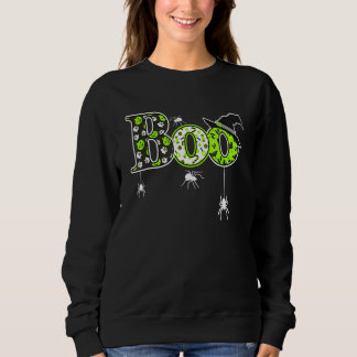 Sudadera Boo With Spiders And Witch Hat Halloween