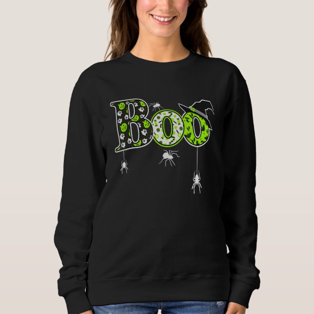 Sudadera Boo With Spiders And Witch Hat Halloween (Anverso)