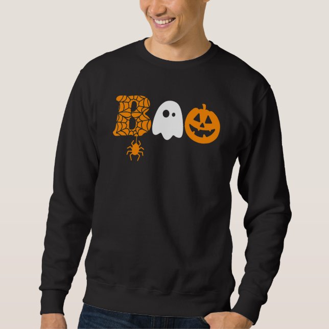 Sudadera Boo With Spiders And Witch Hat Halloween (Anverso)