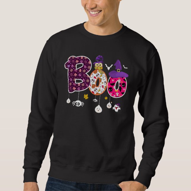 Sudadera Boo With Spiders And Witch Hat Halloween 1 (Anverso)