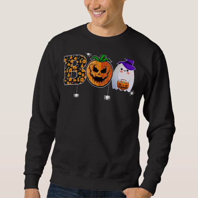 Sudadera Boo With Spiders Ghost Pumpkin And Witch Hat Hallo (Anverso)