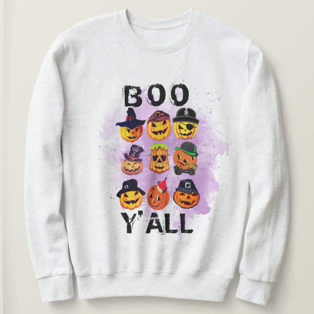Sudadera Boo Yall Halloween Hoodie Calabaza de diseño de ta (Anverso del diseño)