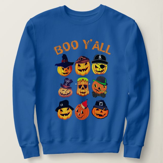 Sudadera Boo Yall Hoodie, Collage de tallado de calabaza de (Anverso del diseño)