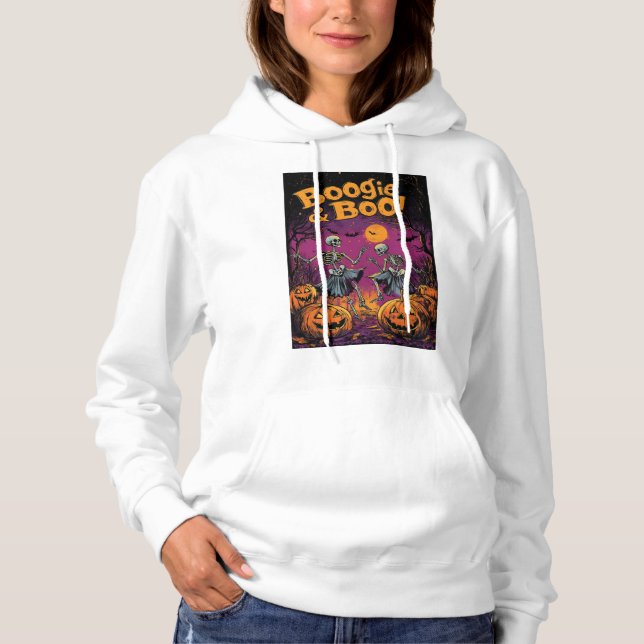 Sudadera ¡Boogie & Boo! - Esqueletos de Halloween y calabaz (Anverso)