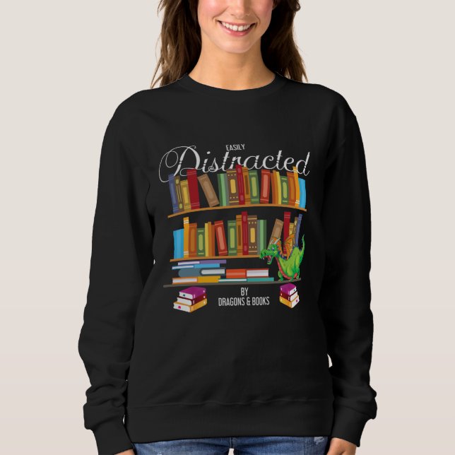 Sudadera Book  Distracted By Books & Dragons Bookworm (Anverso)