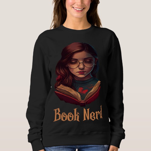 Sudadera Book Nerd Cute Reading Girl  Perfect for Book (Anverso)