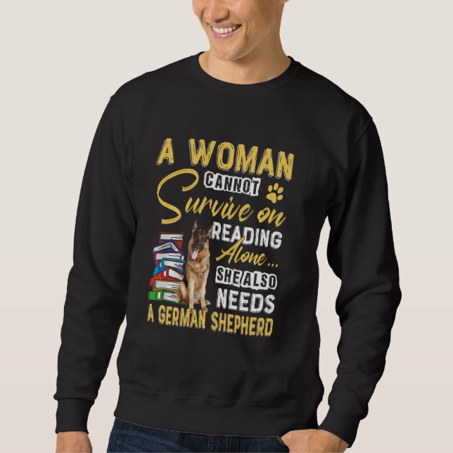 Sudadera Bookaholic Lady Cute German Shepherd Mom Bookworm (Anverso)