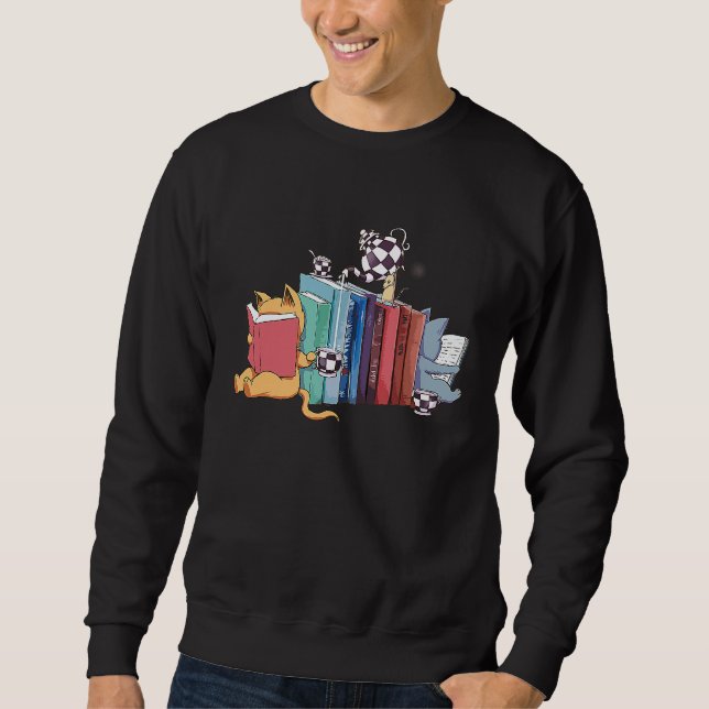Sudadera Bookend Kitten Cats Tea and Books (Anverso)
