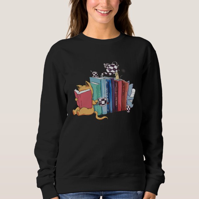 Sudadera Bookend Kitten Cats Tea and Books (Anverso)
