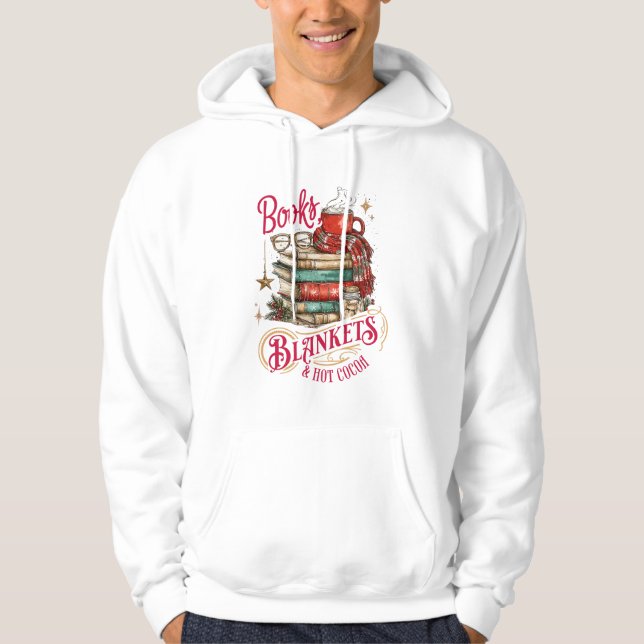 Sudadera Books Blankets and Hot Cocoa  (Anverso)