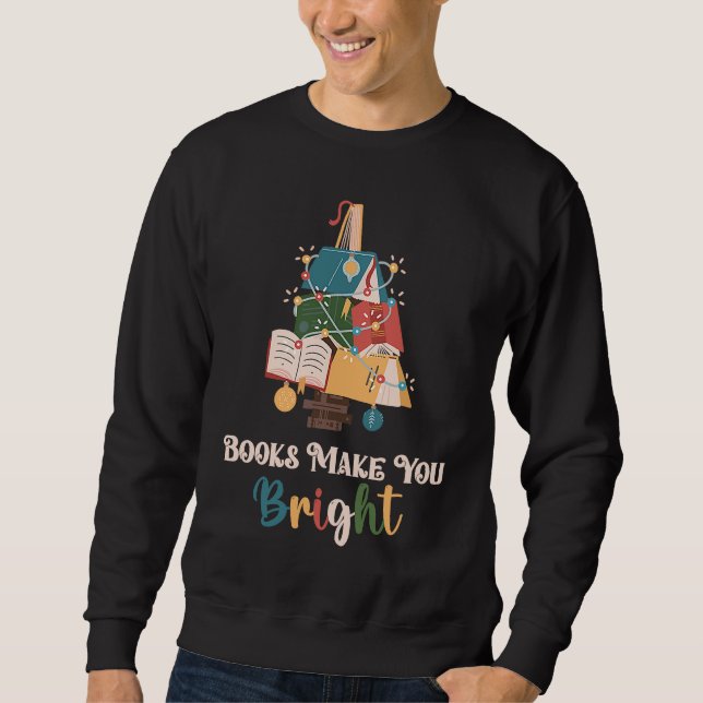 Sudadera Books Make You Bright Christmas Lights Librarian B (Anverso)