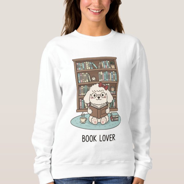 Sudadera Bookworm Poodle Colorful Calm Reading Lover Dog (Anverso)