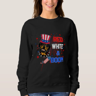 Sudadera Boom Blanco Rojo Rottweiler 4 De Julio