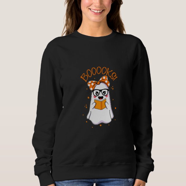 Sudadera Booooks Cute Boo Read Books Happy Halloween Spooky (Anverso)