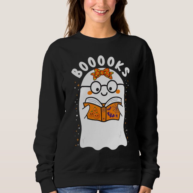 Sudadera Booooks  Fantasma Lindo Leyendo Biblioteca Libros  (Anverso)