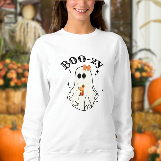Sudadera Boos Y Booze Fantasma Halloween (Happy Halloween Drinking Cocktail Funny Ghost Sweatshirt)