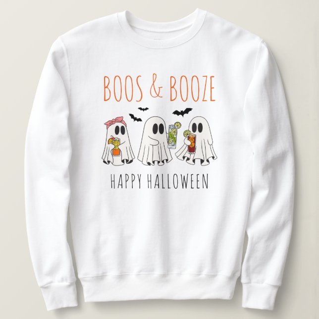 Sudadera Boos y booze graciosos fantasmas entre adultos Hal (Anverso del diseño)