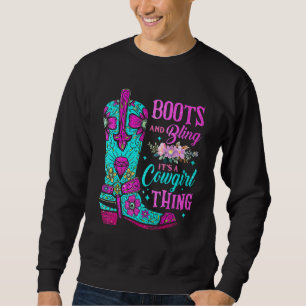 Sudadera Boots and Bling It's a Cowgirl Thing Rodeo Gorra F