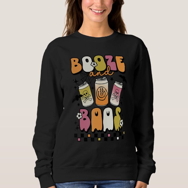 Sudadera Booze And Boos Groovy Boo Crew Halloween Costume (Anverso)