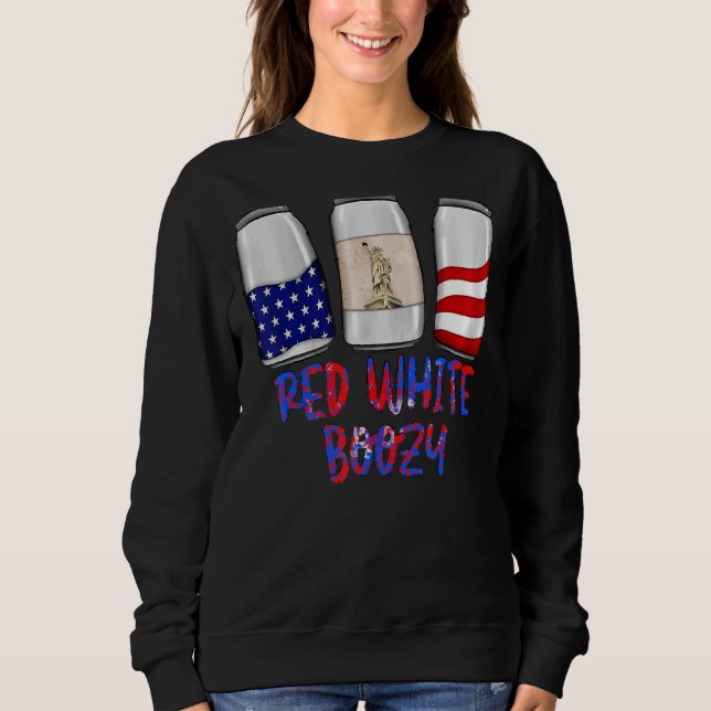 Sudadera Boozy Blanco Rojo El 4 De Julio Tomando Independen (Anverso)