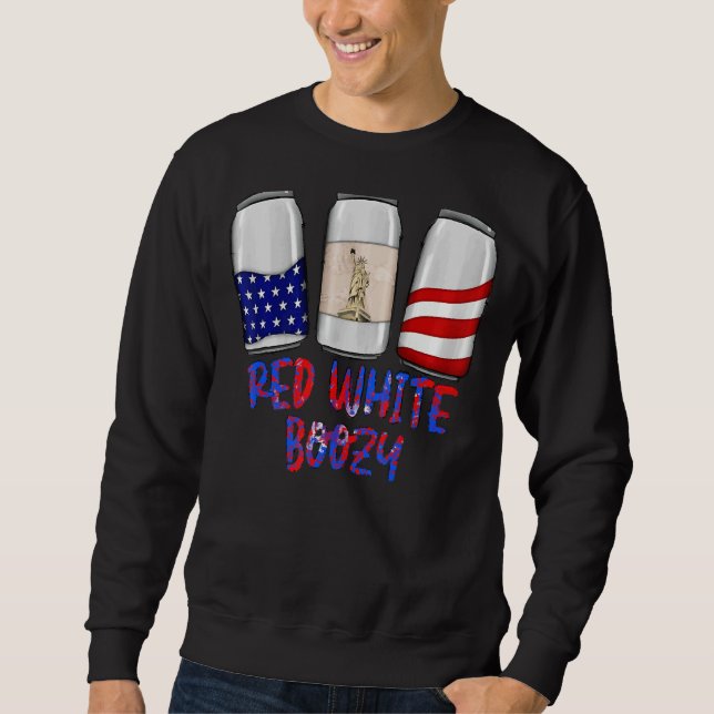 Sudadera Boozy Blanco Rojo El 4 De Julio Tomando Independen (Anverso)