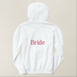 Sudadera Bordada Con Capucha Novia Personalizado Embroidered Jacket Embroidered<br><div class="desc">La novia puede ser elegante cuando hace buen tiempo,  con este capucha blanca. El texto rosado bordado tiene nombre,  en la parte delantera izquierda del pecho,  y dice Novia,  en la parte posterior. Personalice el nombre. Genial para la luna de miel.</div>