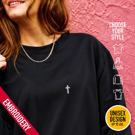 Sudadera Bordada Cruz moderna minimalista en el bolsillo del pecho