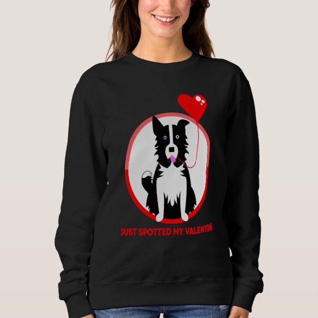 Sudadera Border Collie acaba de ver a mi San Valentín (Anverso)