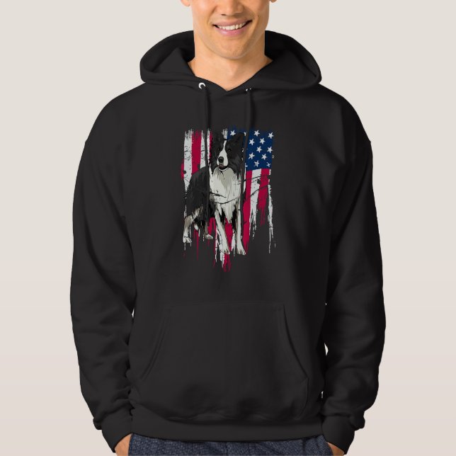 Sudadera Border Collie American Flag USA Awesome (Anverso)