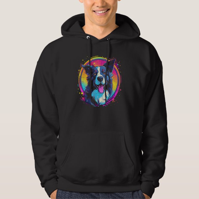 Sudadera Border Collie Dog Australian Shepherd 80s Retrowav (Anverso)