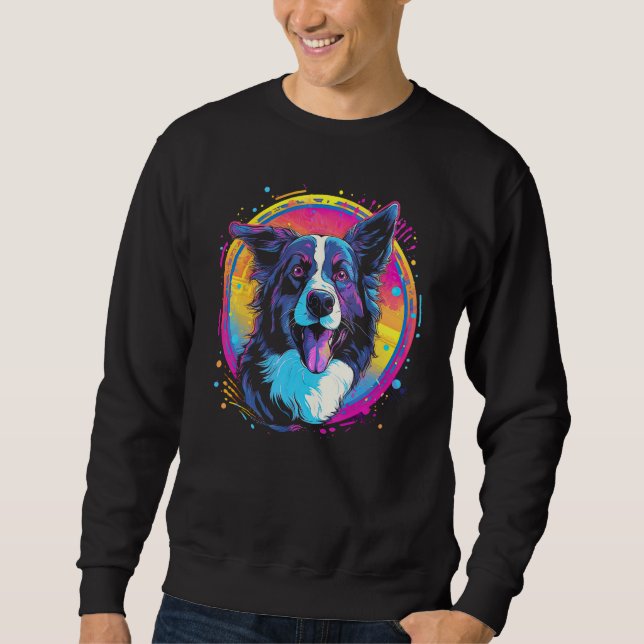 Sudadera Border Collie Dog Australian Shepherd 80s Retrowav (Anverso)