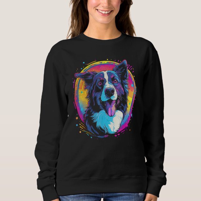Sudadera Border Collie Dog Australian Shepherd 80s Retrowav (Anverso)