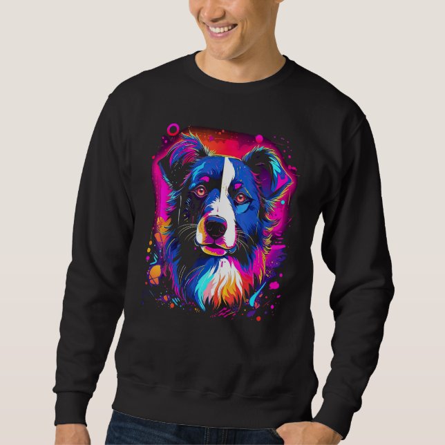 Sudadera Border Collie Dog Australian Shepherd 80s Retrowav (Anverso)