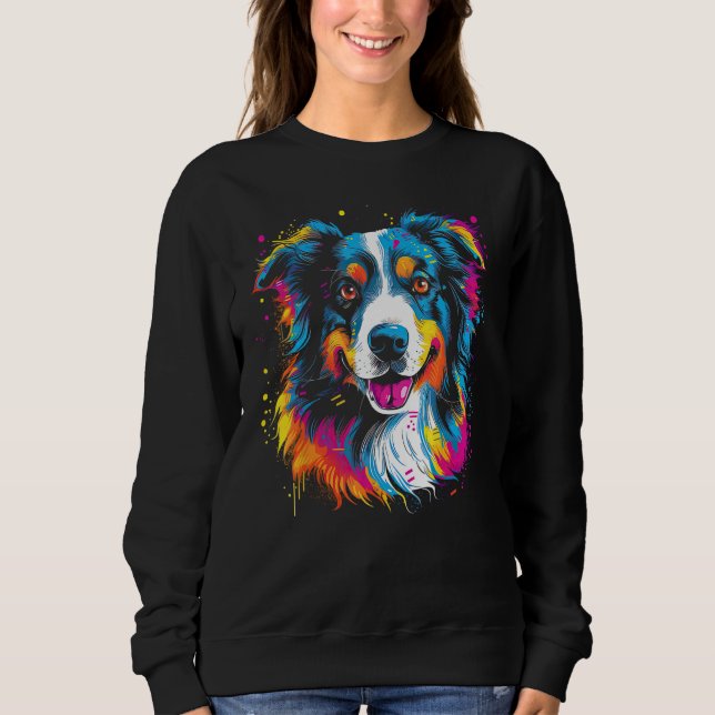 Sudadera Border Collie Dog Australian Shepherd Puppy Graffi (Anverso)