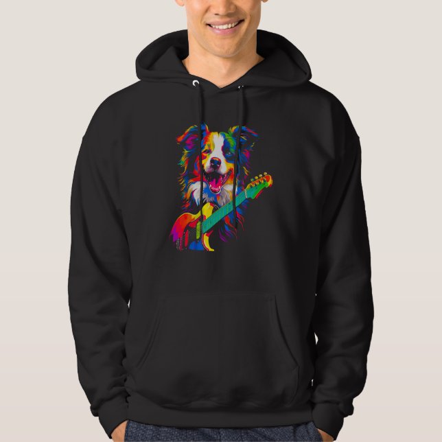 Sudadera Border Collie Dog Guitarist (Anverso)