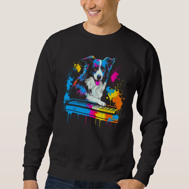 Sudadera Border Collie Dog Pianist (Anverso)