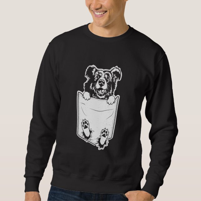 Sudadera Border collie dog ripped in pocket art graphic the (Anverso)